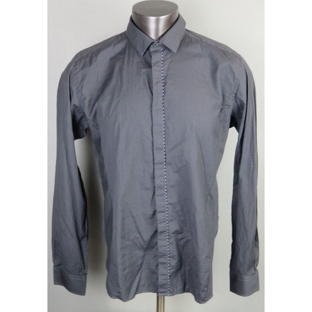 Mens Ted Baker London Long Sleeve Button Front Dinner Dress Shirt Size 5 Gray‎